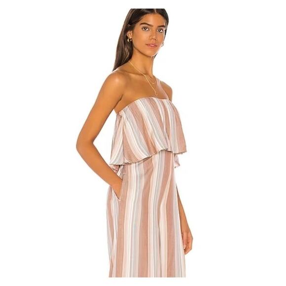 L*Space Paulina Striped Ruffle Strapless Wide Leg Jumpsuit L - Picture 7 of 7